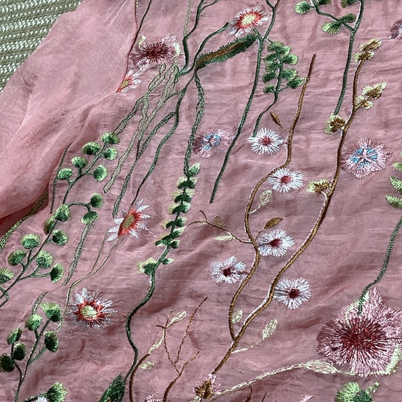Kaktus Floral Embroidered Sheer Blouse in Pink flaw - Picture 10 of 13